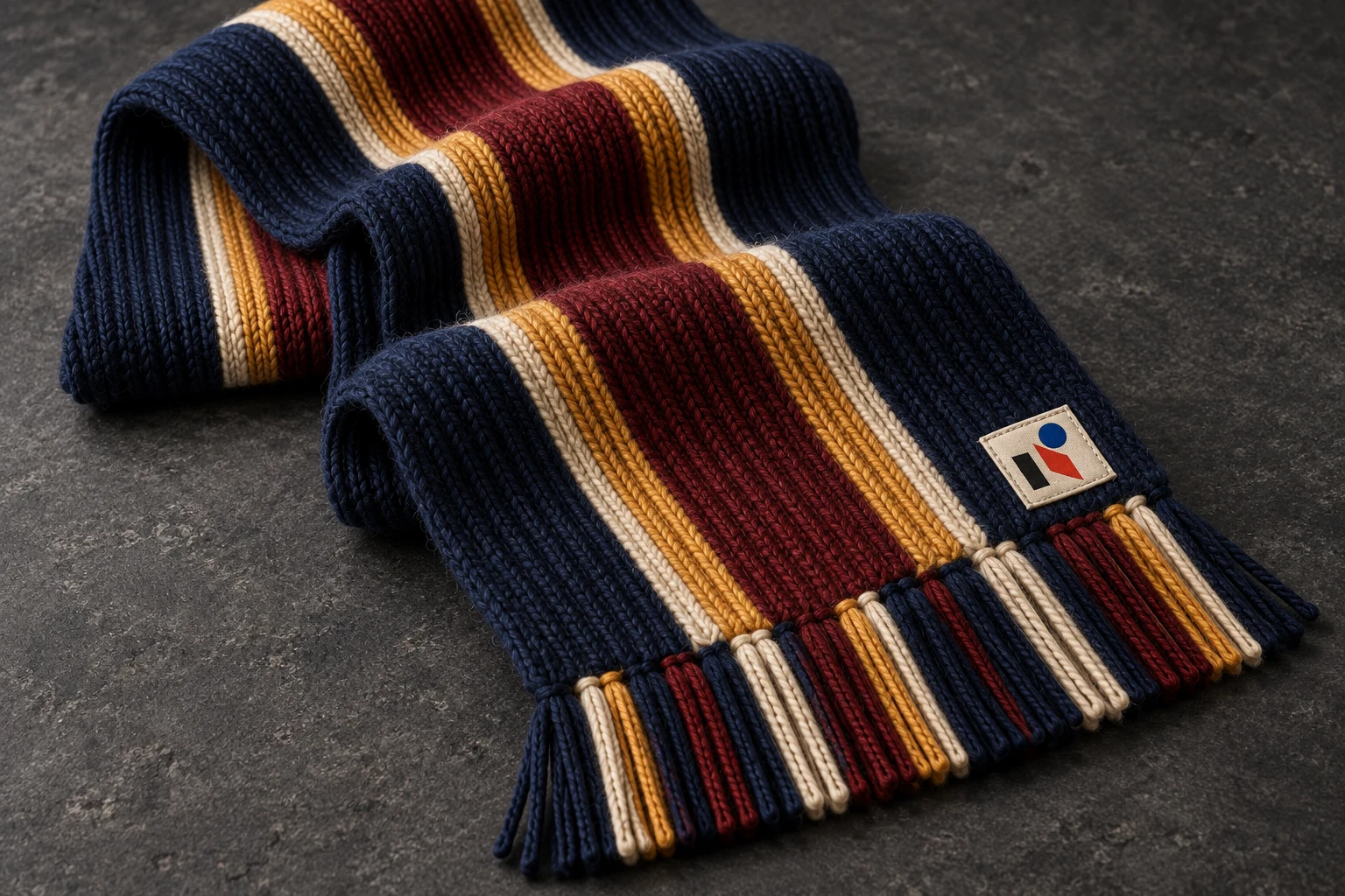 Realistic UNFLD scarf knit and colour label